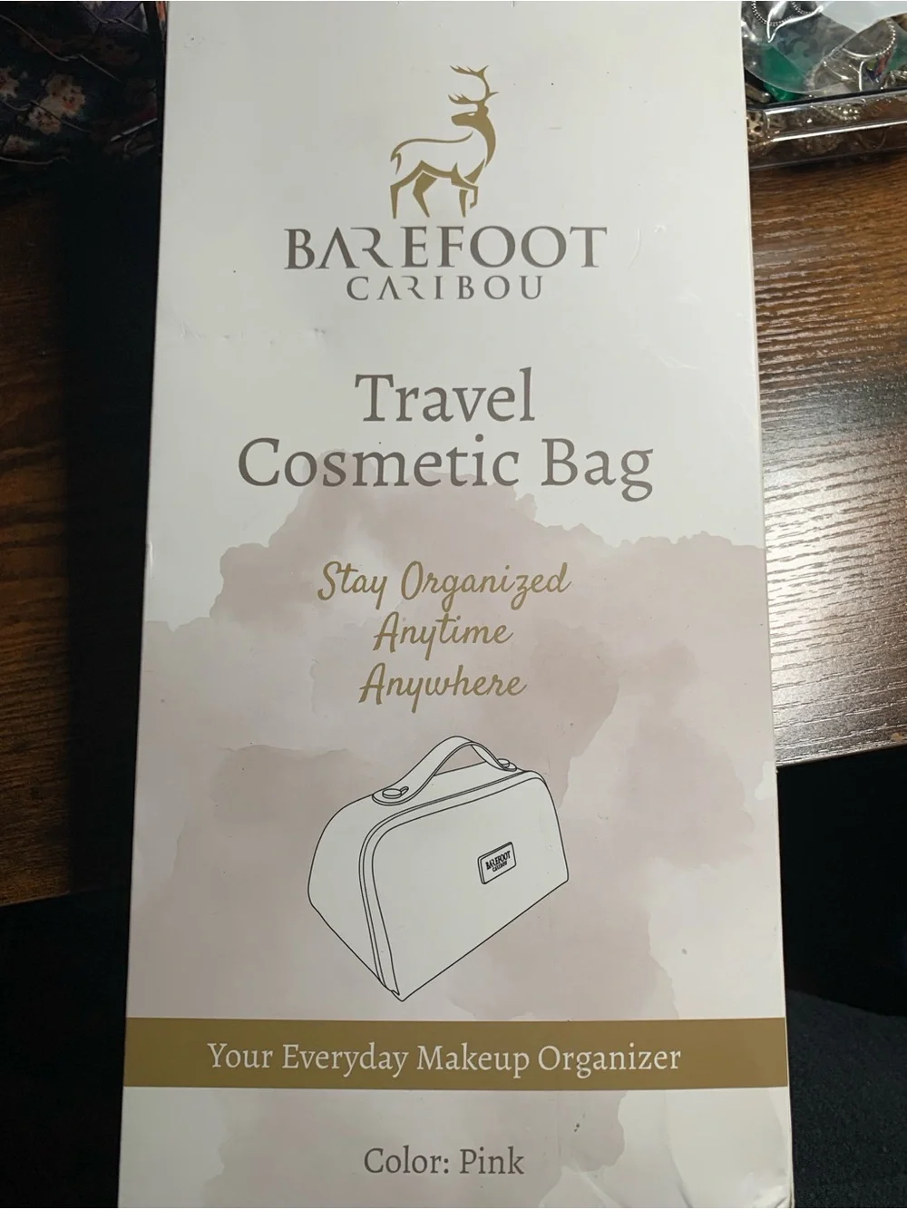 Barefoot Caribou Pink Travel Cosmetic Bag